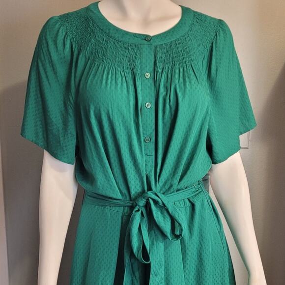 NWT Croft Barrow Green Swiss Dot Midi Dress XXL Cottagecore Modest Spring Career - Picture 3 of 14